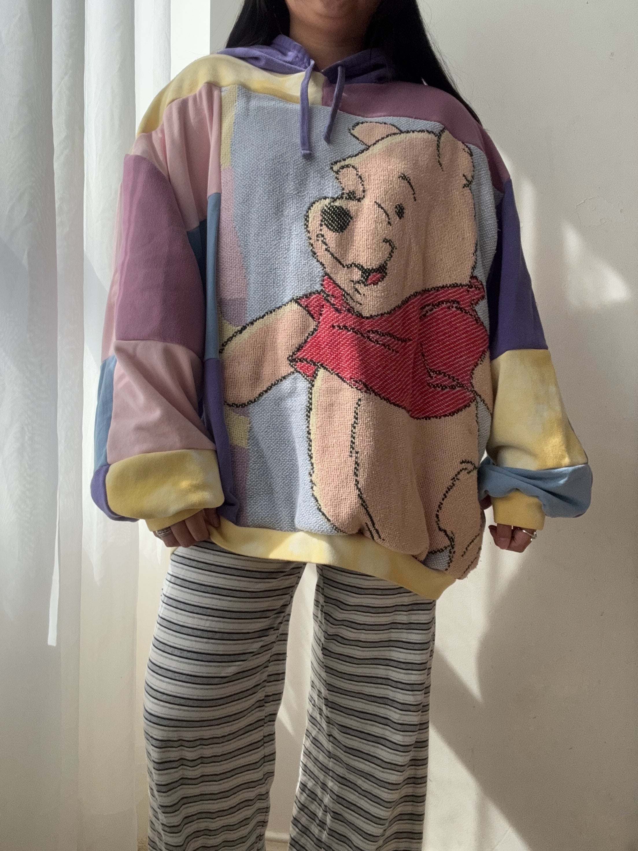 Upcycled Pooh Patchwork Hoodie