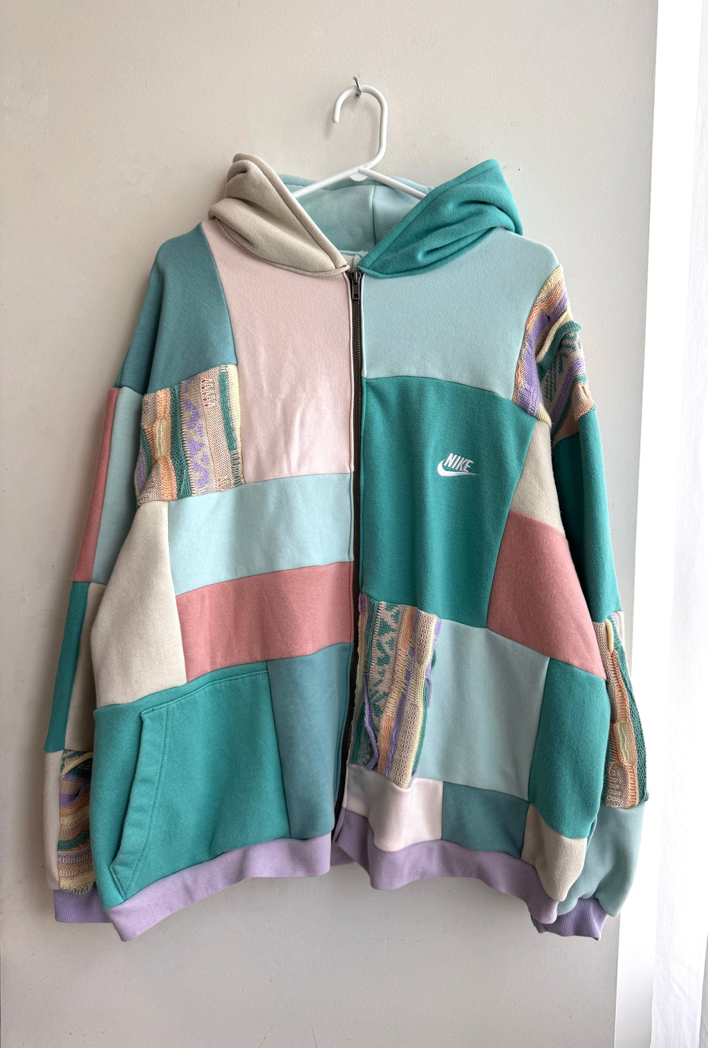Pastel patchwork zip up hoodie (XS-XL