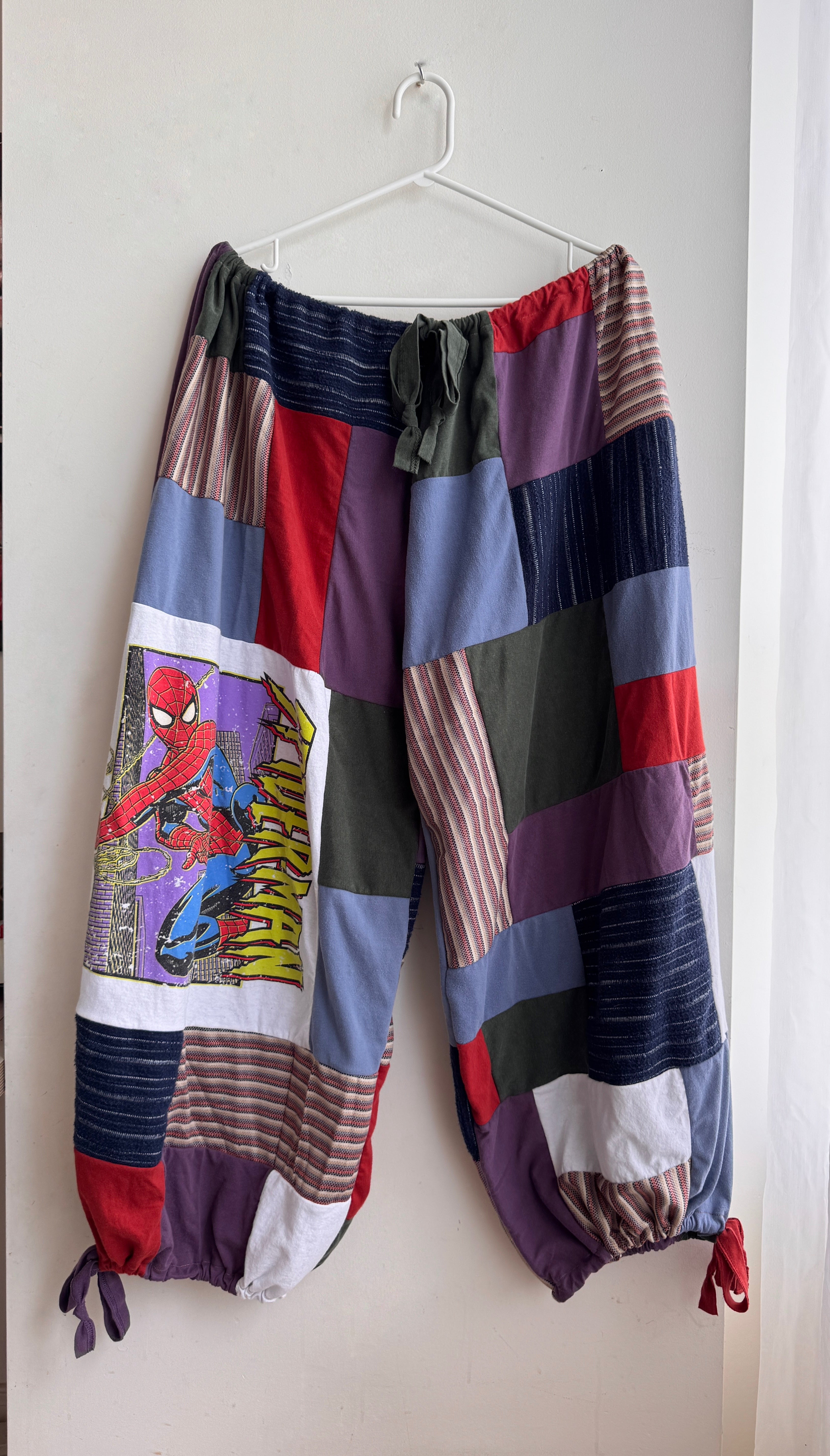 Upcycled Spider-Man patchwork pants (S-4XL)
