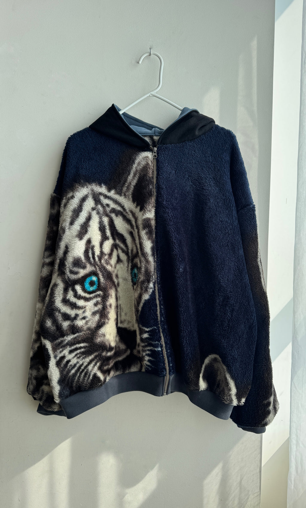 White Tiger Blanket Zip Up
